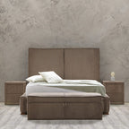 Κρεβάτι με Κεφαλάρι και Αποθηκευτικό Χώρο Hauz Luna Veniche Mocca 180X200